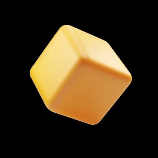 Objet 3D décoratif - Cube jaune lumineux en rotation